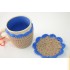 Handcraft Crochet Cozy Reusable Handmade Cover Coffee Mugs -with Heat Insulation Cup Covers Blue & Grey